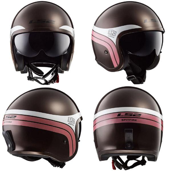 LS2 SPITFIRE ジェットヘルメット Mサイズ ホワイト LS2 HELMETS LS2 SPITFIRE ジェットヘルメット ブラウンホワイト BROWN