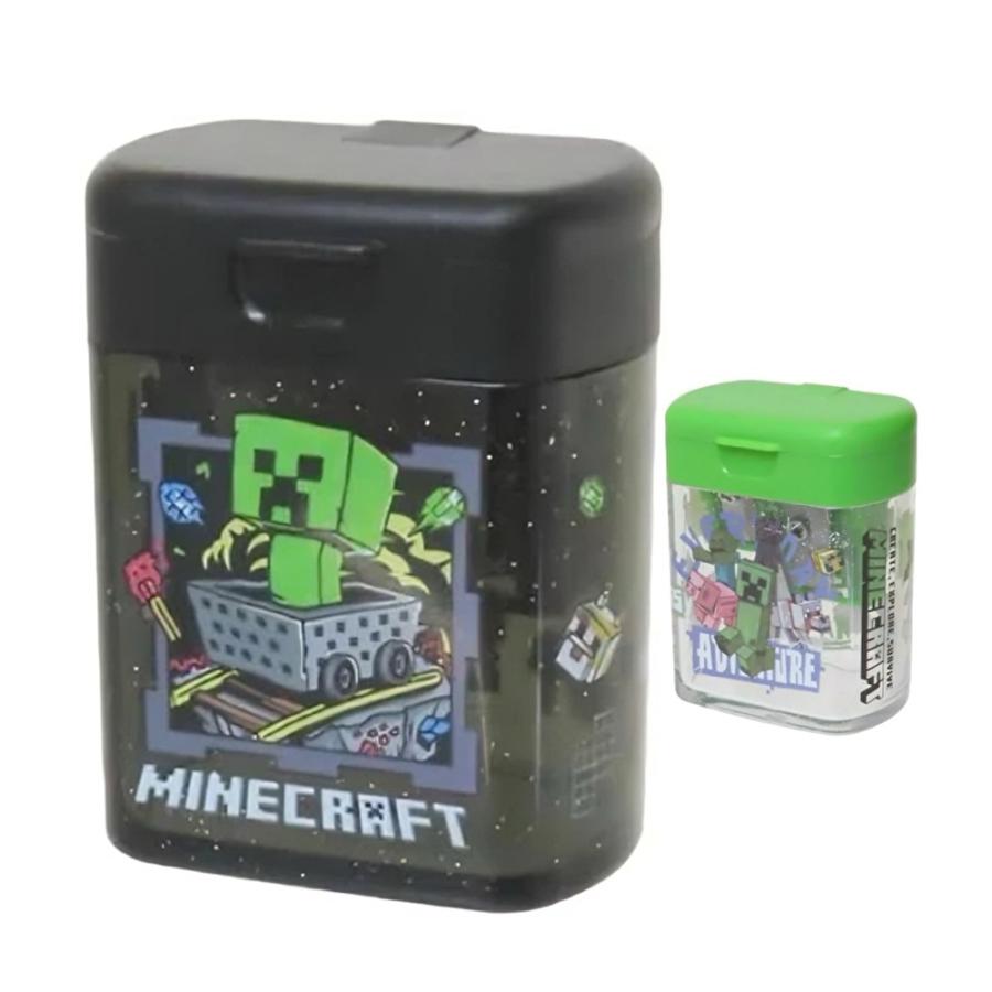 マインクラフト マイクラ 鉛筆削り シャープナー 小学生 男の子 新入学 新学期 文房具 文具 クリーパー ブラック グリーン ラメ入り まいくら まいんくらふと | 