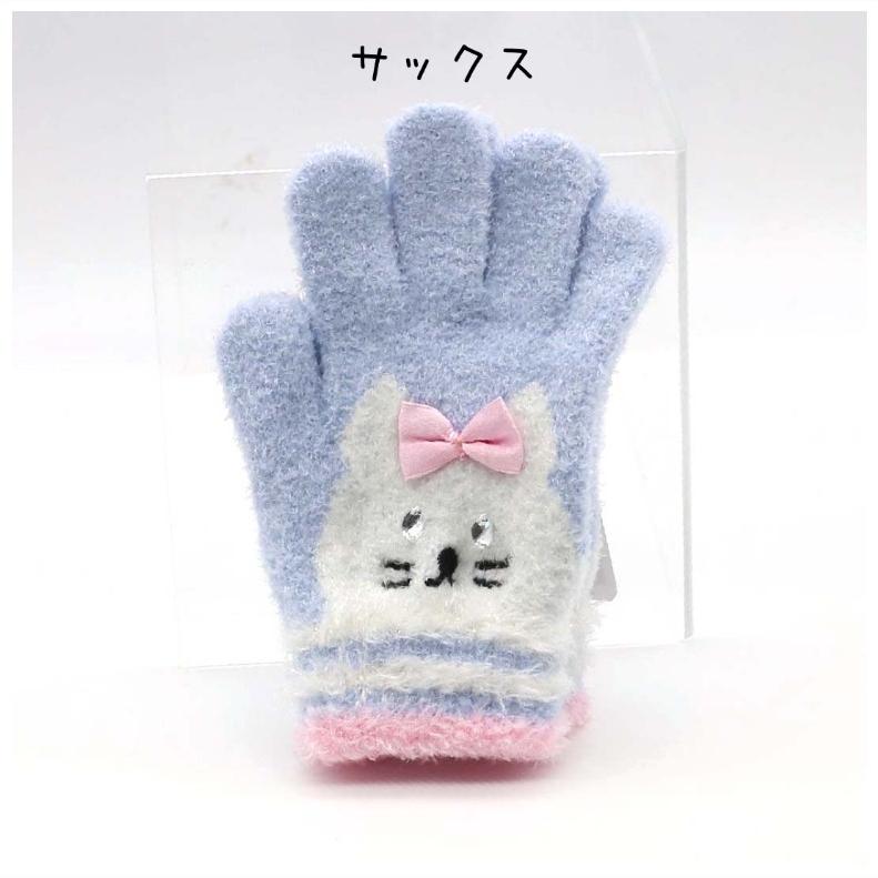 手袋 女の子 ネコリボン手袋 低学年 高学年 小学生 中学生 高校生 子供 キッズ 女子 通学 防寒 防寒具 ねこ リボン かわいい ネコ柄 おしゃれ 誕生日 プレゼント | ブランド登録なし | 03