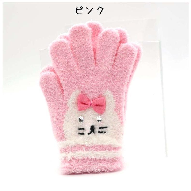 手袋 女の子 ネコリボン手袋 低学年 高学年 小学生 中学生 高校生 子供 キッズ 女子 通学 防寒 防寒具 ねこ リボン かわいい ネコ柄 おしゃれ 誕生日 プレゼント | ブランド登録なし | 05