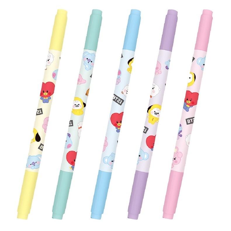贈答品 Bt21 カラーペン かわいい 女の子 蛍光ツインペン ５色セット おしゃれ Bts 高校生 文房具 女子 子供 小学生 低学年 高学年 中学生 ギフト 誕生日 プレゼント Discoversvg Com