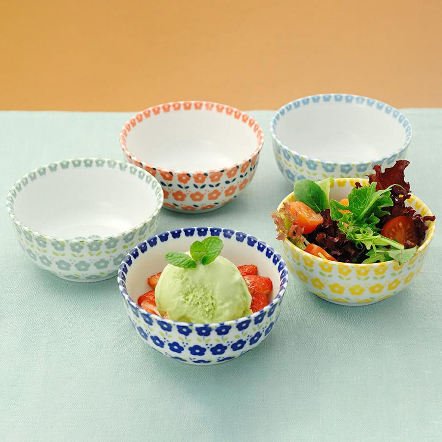 小鉢 食器 北欧フラワー ボウル 5色組 器 美濃焼 小皿 取鉢 サラダ 