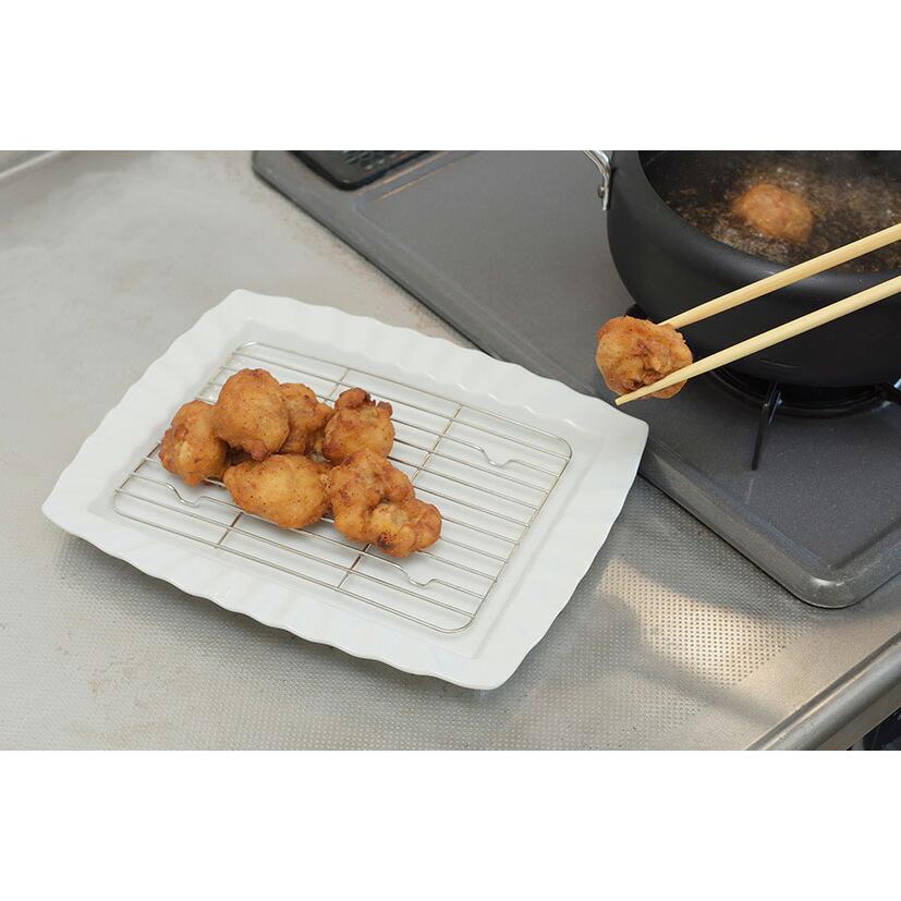 揚げ物皿 クーラーディッシュ ウェーブ ホワイト 揚げ物 皿 スクエア