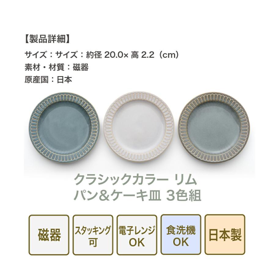 食器 お皿 おしゃれ  クラシックカラー リムパン＆ケーキ皿 3色組 パン皿 ケーキ皿 リム皿 器 皿 プレート 電子レンジ対応 食洗機対応 日本製 美濃焼 |  | 07