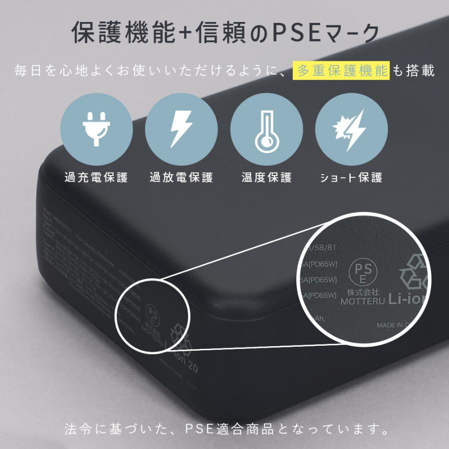 MOTTERU (モッテル) 準固体モバイルバッテリー 20,000mAh PD65W USB-C