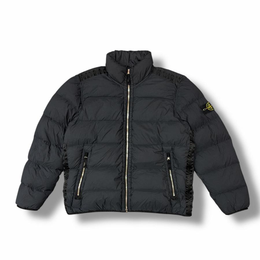STONE  23AW ナイロンサテンガーメントダイダウンジャケット ダウンジャケット ストーンアイランド 791544028 ブラック XL （10141M） STONE ISLAND ストーンアイランド 23AW ナイロンサテンガーメントダイ