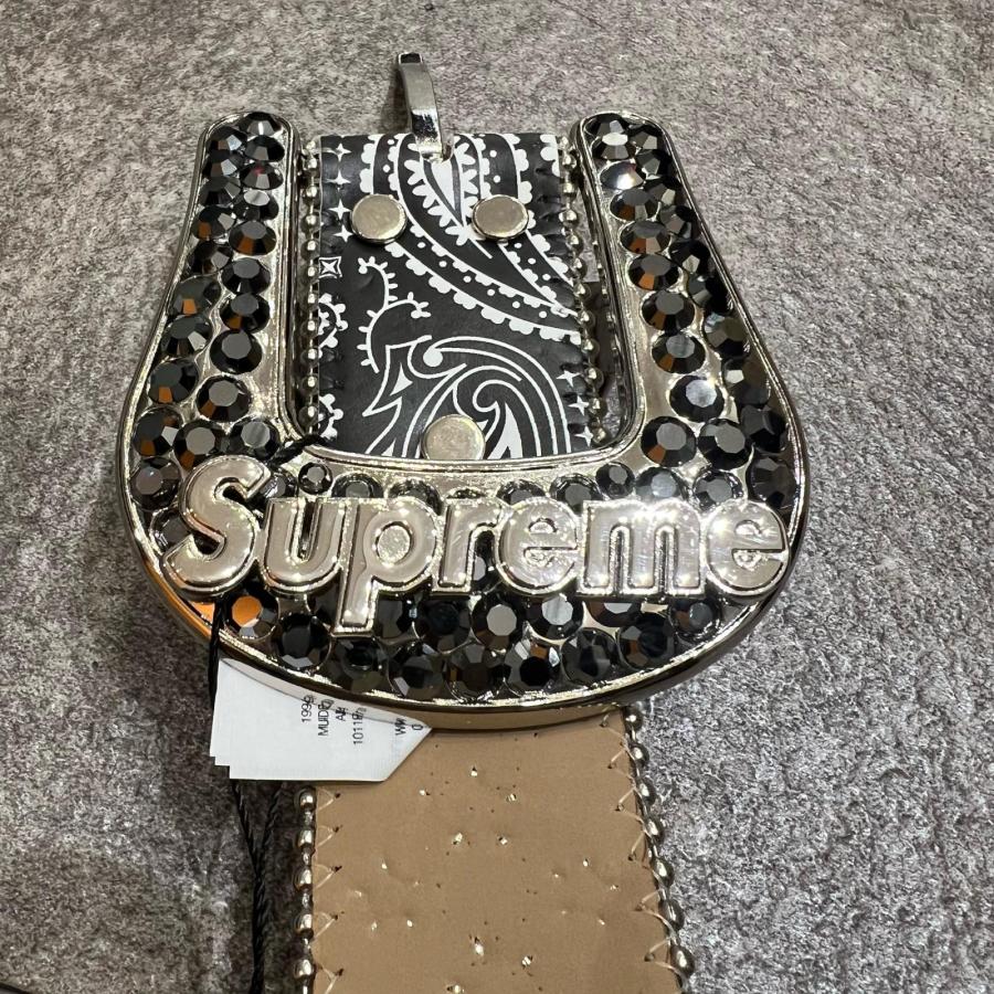 未使用品 Supreme シュプリーム 26SS ×B.B.SIMON Bandana Belt ビービーサイモン バンダナベルト スタッズ ブラック L 10791M_8