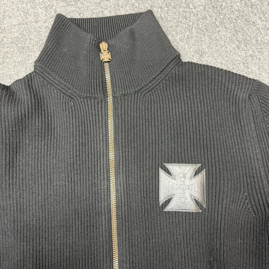 未使用品 VETEMENTS ヴェトモン 26SS LEATHER CROSS ZIP-UP SWEATER