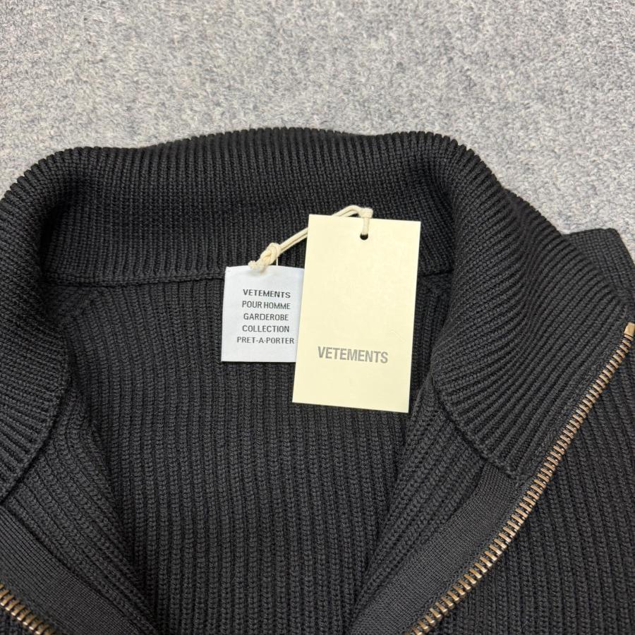 未使用品 VETEMENTS ヴェトモン 26SS LEATHER CROSS ZIP-UP SWEATER