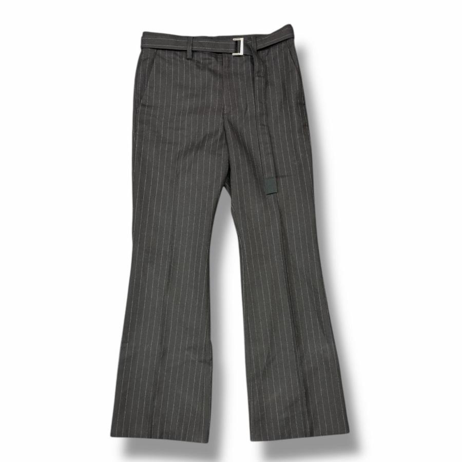 24ss sacai パンツ ワイド ストライプ 3 グレー 24-03343 sacai（サカイ） Chalk Stripe pants チョークストライプパンツ フレア