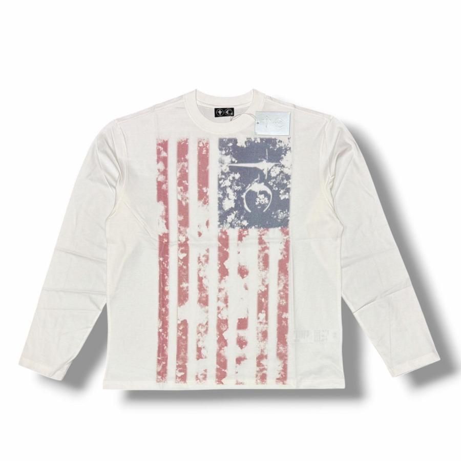 美品 サグクラブ Tシャツ 白 サイズ2 未使用品 THUG CLUB サグクラブ 25SS 星条旗長袖Tシャツ カットソー