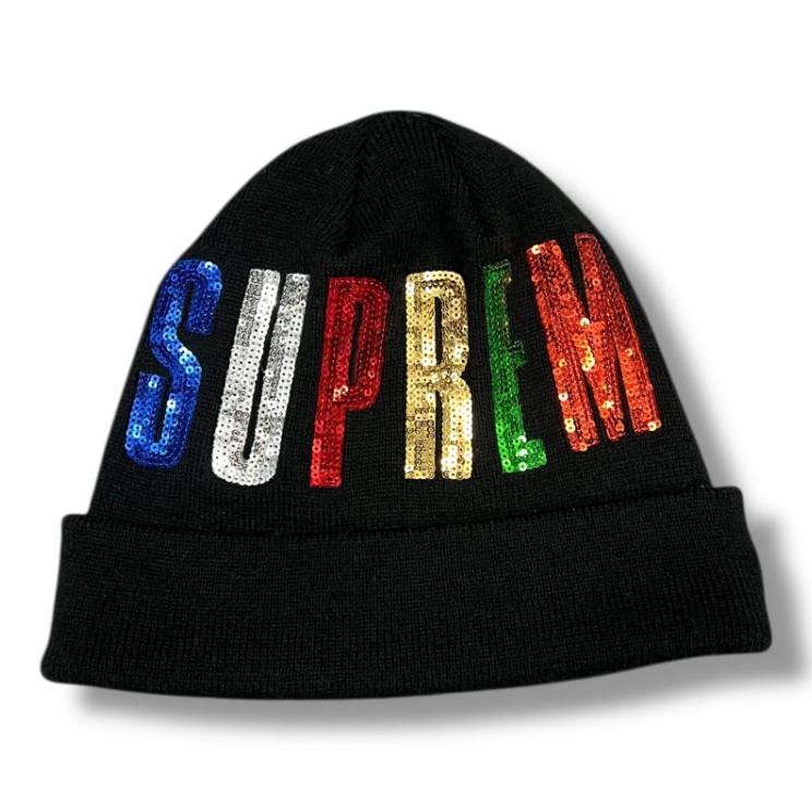 Supreme × New Era スパンコール ビーニー ブラック　黒　正規品 Supreme（シュプリーム） 20AW New Era Sequin Beanie ニューエラ