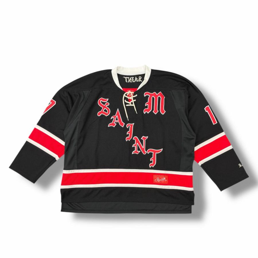 極美品 セントマイケル ホッケーゲームシャツ 長袖カットソー ブラック SAINT MICHAEL セントマイケル 23SS LS TEE/GAMESHIRT ゲームシャツ