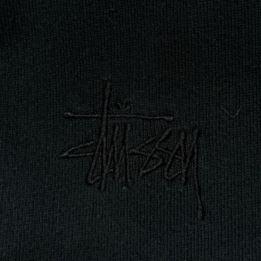 STUSSY ステューシー ダブルフェイスジップパーカー フーディー サーマル ロゴ刺繍 ブラック S 13487M_2