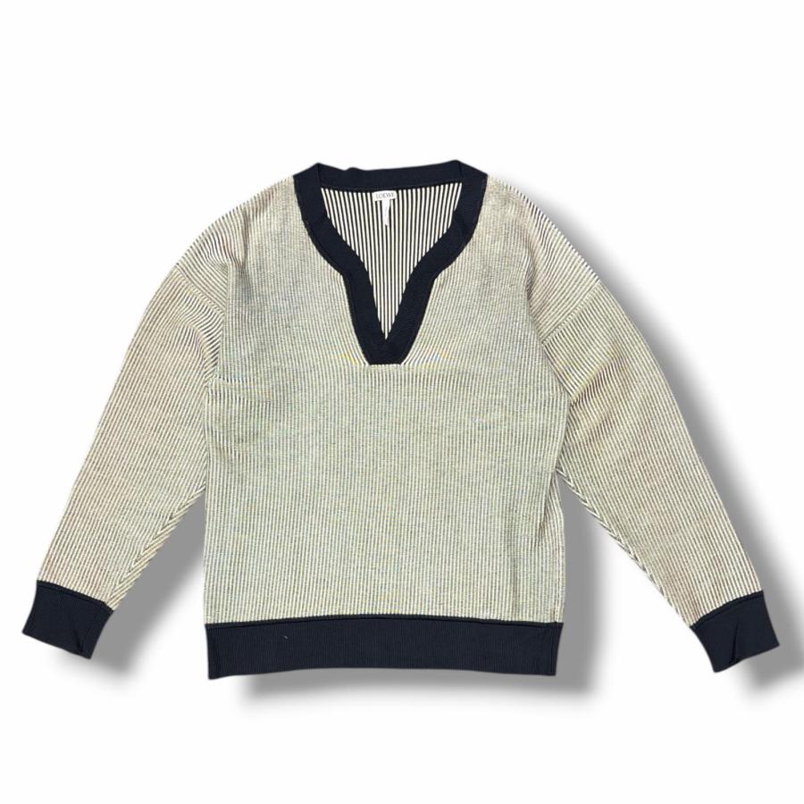 国内正規 LOEWE v-neck sweater Vネックセーター ニット 長袖 ロエベ ホワイト M （14013M） LOEWE（ロエベ） v-neck sweater Vネックセーター ニット 長袖