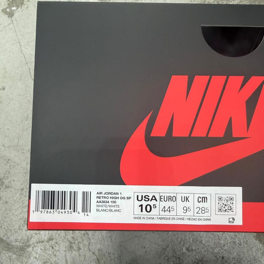 NIKE ナイキ AIR JORDAN 1 HIGH OG SP V.A.A. WHITE ジョーダン 1 ヴァージルアブローアーカイブ ハイカットスニーカー  AA3834-100 ホワイト 14412Mの画像