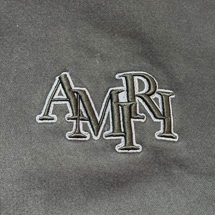AMIRI アミリ バックAMIRI刺繍ロゴ スウェットパーカー ブラック L