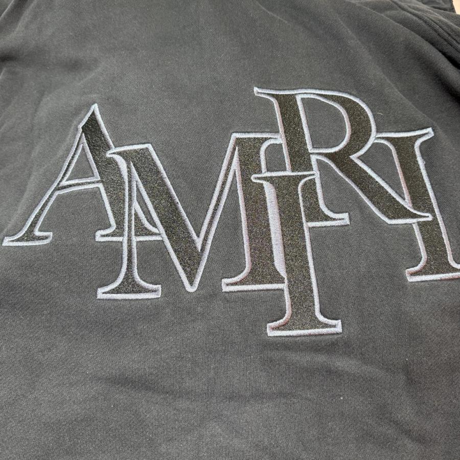 AMIRI アミリ バックAMIRI刺繍ロゴ スウェットパーカー ブラック L