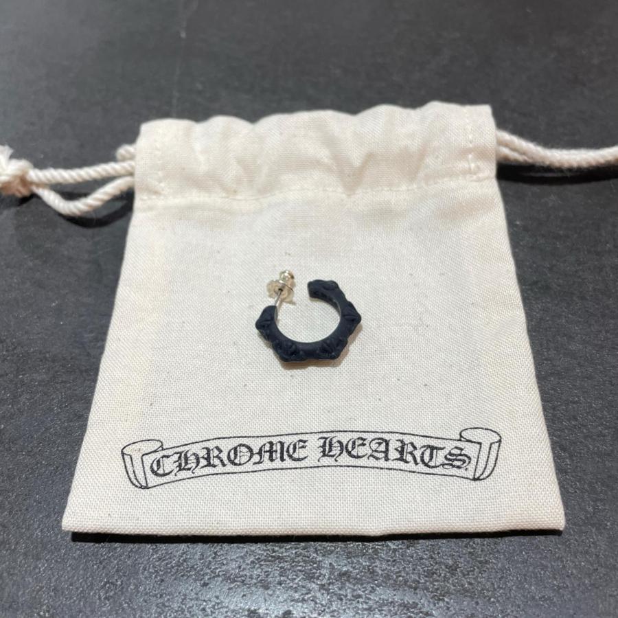 CHROME HEARTS クロムハーツ ラバー CHクロス フープピアス ブラック F