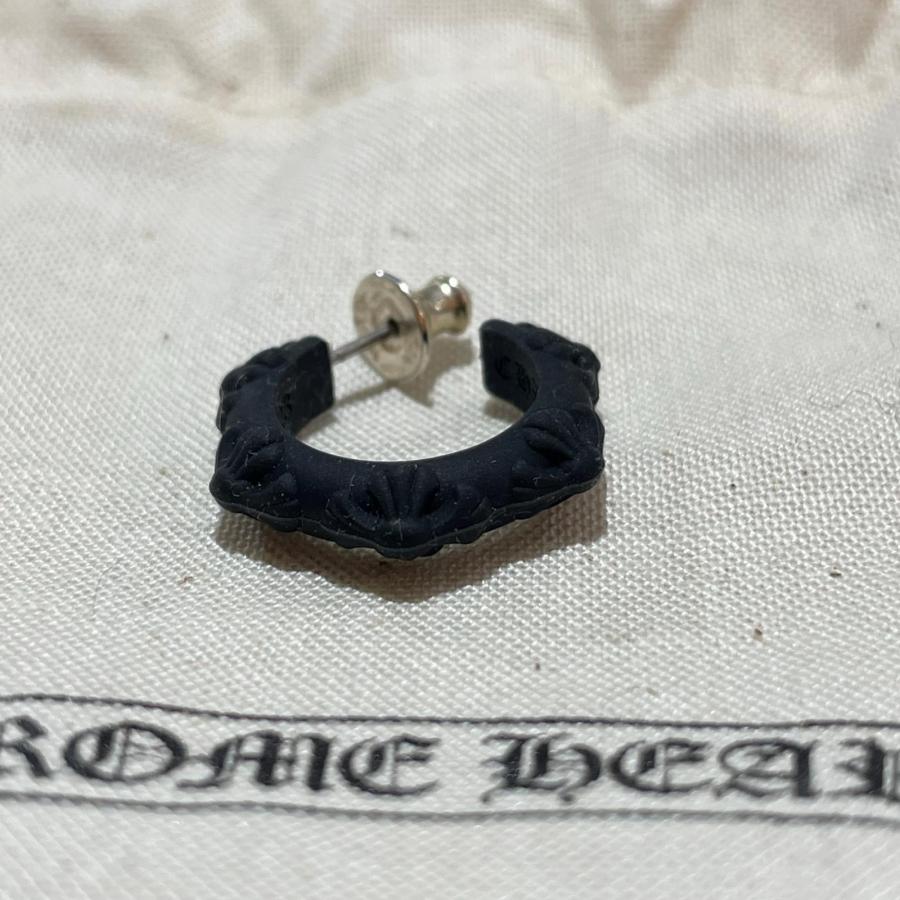 CHROME HEARTS クロムハーツ ラバー CHクロス フープピアス ブラック F