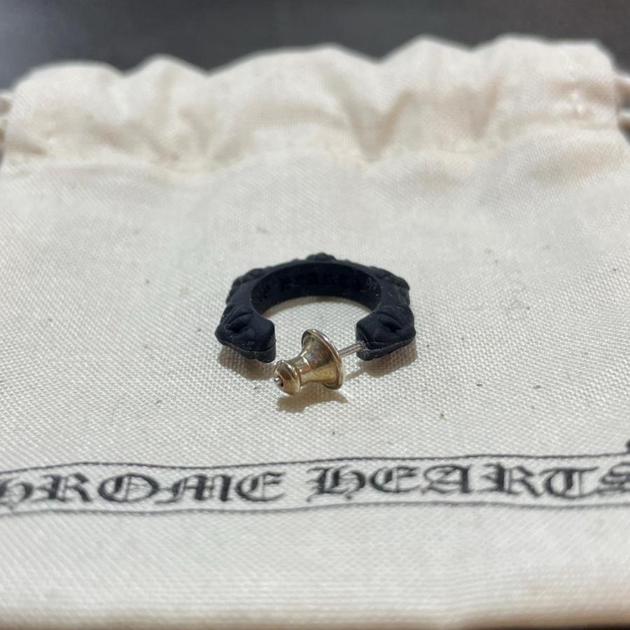 CHROME HEARTS クロムハーツ ラバー CHクロス フープピアス ブラック F