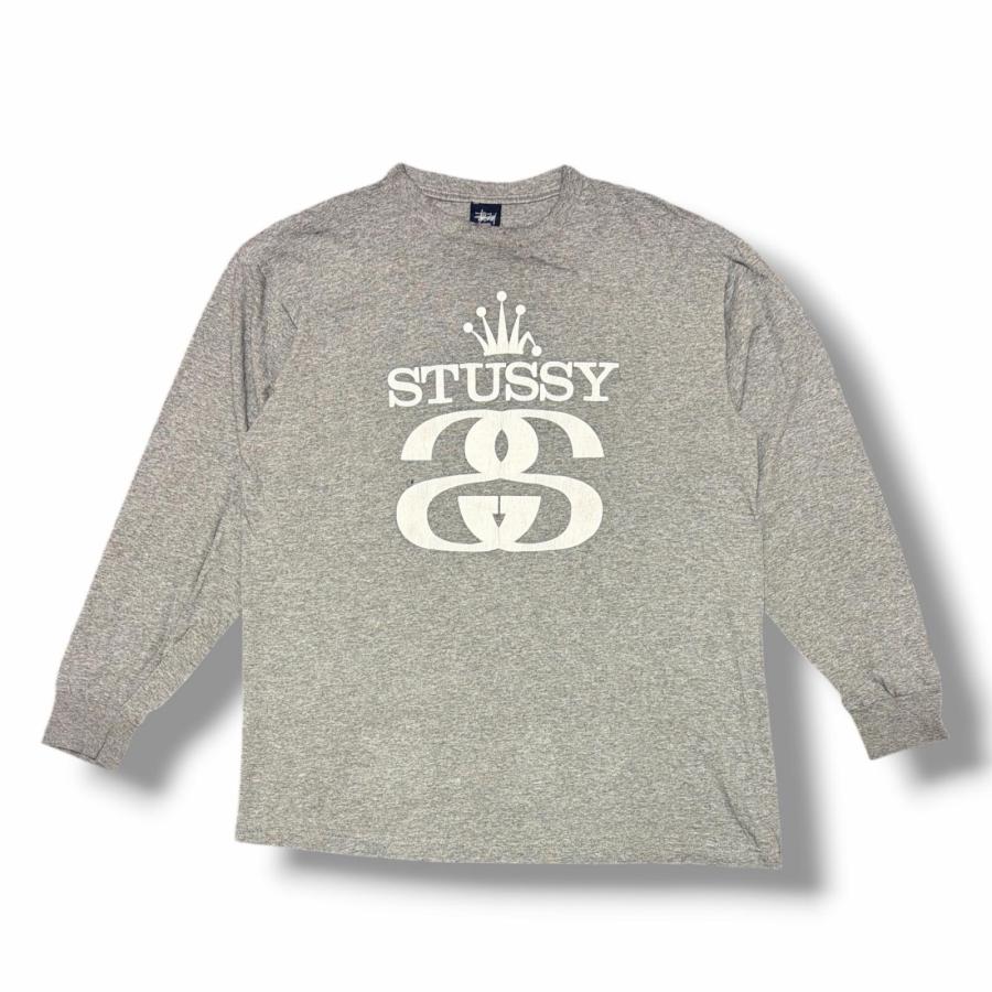 STUSSY（ステューシー） ロゴ長袖Tシャツ カットソー 紺タグ グレー L