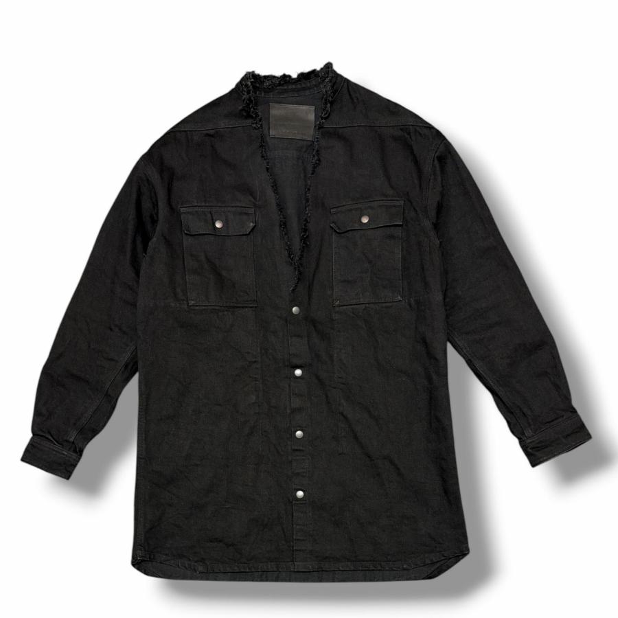 RICK OWENS DRKSHDW 22AW CUT OUT JUMBO OUTERSHIRT カットアウトジャンボアウターシャツ デニムジャケット リックオウエンス ダークシャドウ RR02B2705-HBLKJP ブラック L （15967M） DRKSHDW ダークシャドウ 22AW CUT OUT JUMBO OUTERSHIRT カットアウト