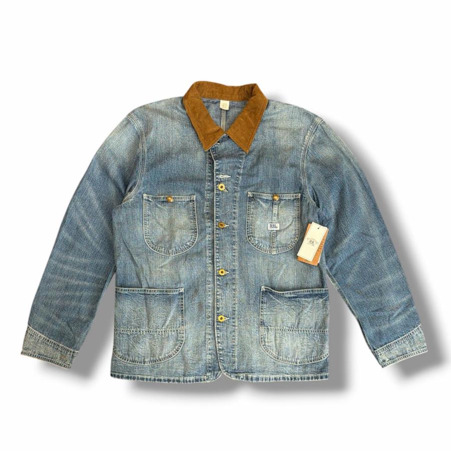 RRL 26ss コーデュロイカラー デニムジャケット カバーオール L RRL ダブルアールエル 26SS Corduroy-Collar Indigo Denim Jacket