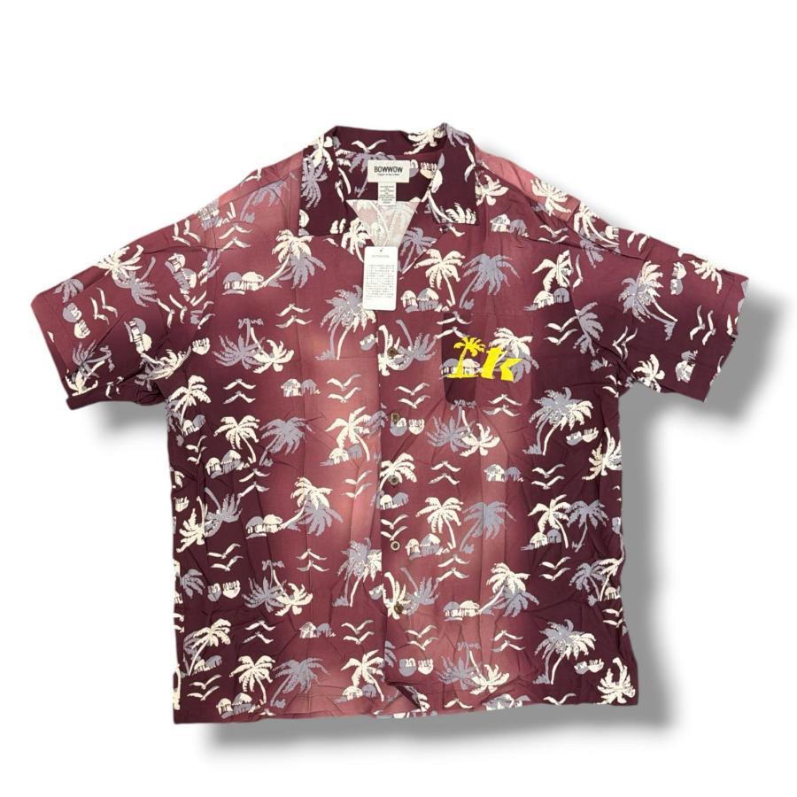 BOWWOW バウワウ 25SS TK RECORDS HAWAIIAN SHIRT SUNBURN [  レコグナイズハワイアンシャツ 開襟 BWRC251-TRRSS ボルドー XL 1663M | 