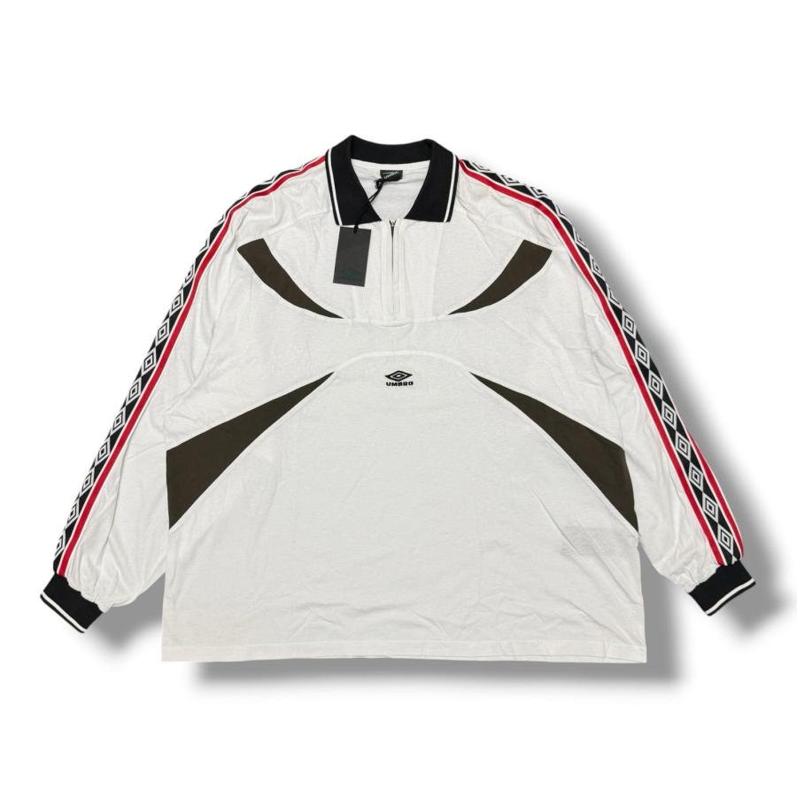 未使用 UMBRO TAPED POLO Washed Garment テープドポロシャツ 長袖 カットソー アンブロ UBMW0171JY42 ホワイト M （17139M） UMBRO アンブロ TAPED POLO Washed Garment テープドポロシャツ 長袖