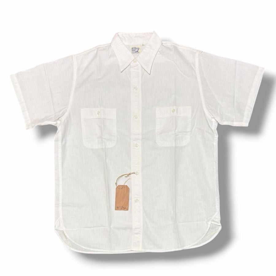 未使用品 orSlow オアスロウ SHORT SLEEVE WHITE CHAMBRAY WORK SHIRT