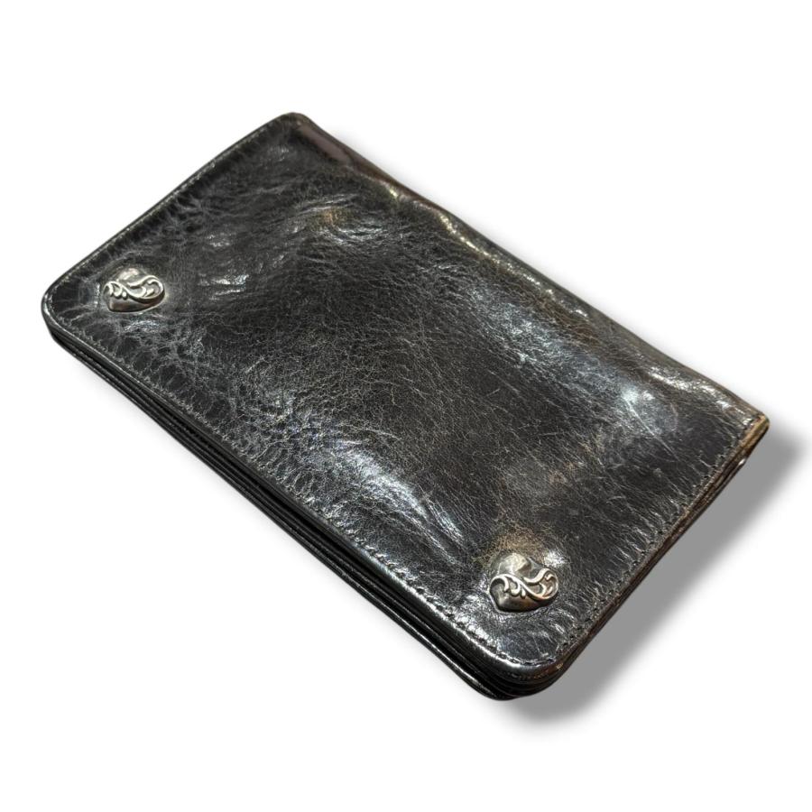 クロムハーツ1ジップウォレット CHROME HEARTS クロムハーツ 1 ZIP HEART 1ジップ ハートボタン レザー