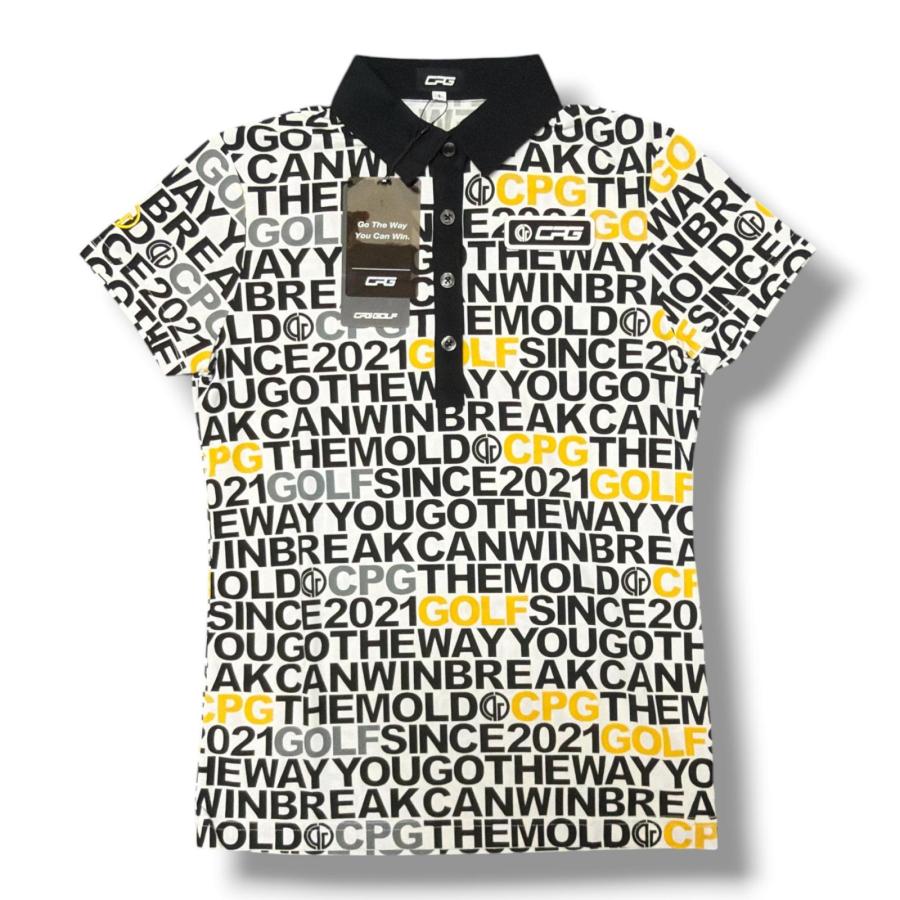 CPG GOLF ジーピージー ロゴ総柄半袖ポロシャツ サイズ2 未使用品 CPG GOLF シーピージーゴルフ 総柄半袖ポロシャツ レディース