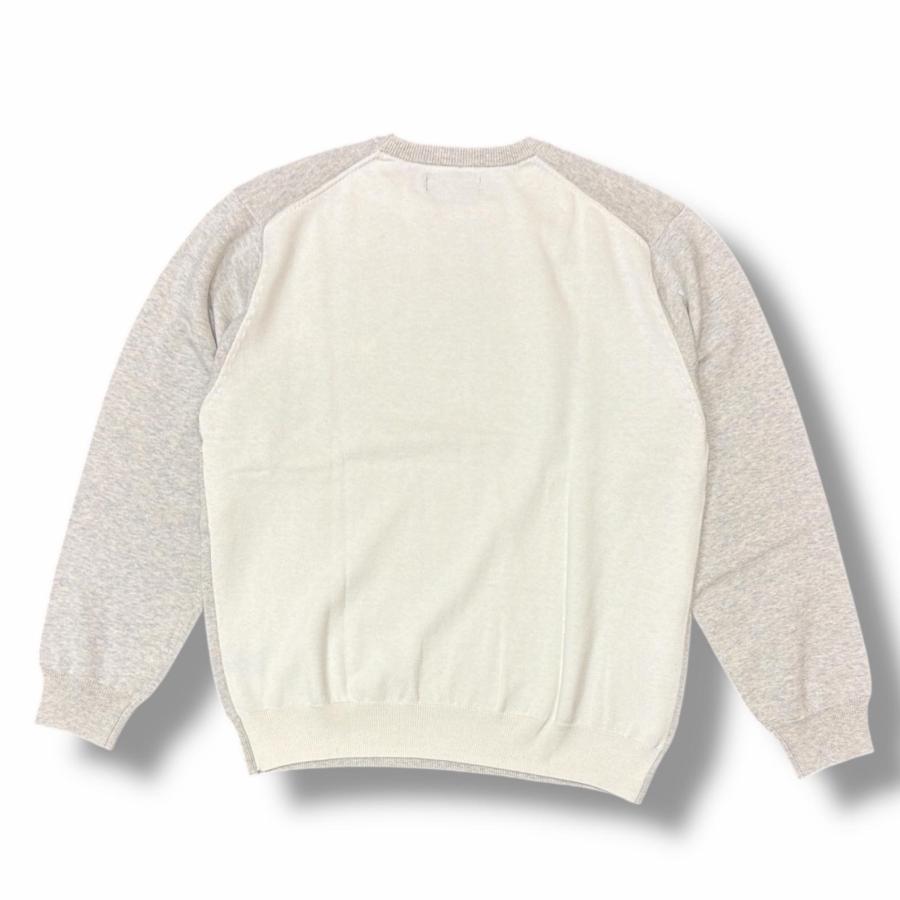 参考上代77000円 未使用 1piu1uguale3 L/S 2TONE RAGLAN CREW バイカラー ラグランクルーネックニット セーター ウノピュウノウグァーレトレ MRK287 グレー×ホワイト 5 （4160M） 参考上代77000円 未使用 1piu1uguale3 L/S 2TONE RAGLAN CREW バイ