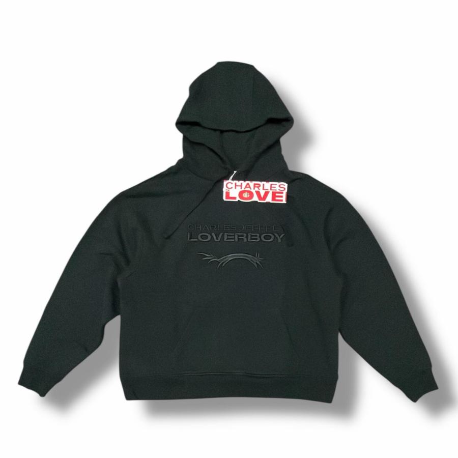 未使用 CHARLES JEFFREY LOVERBOY ロゴ刺繍パーカー スウェット フーディー チャールズ ジェフリー ラバーボーイ 054100401 ブラック L （4700M） 未使用 CHARLES JEFFREY LOVERBOY ロゴ刺繍パーカー スウェット