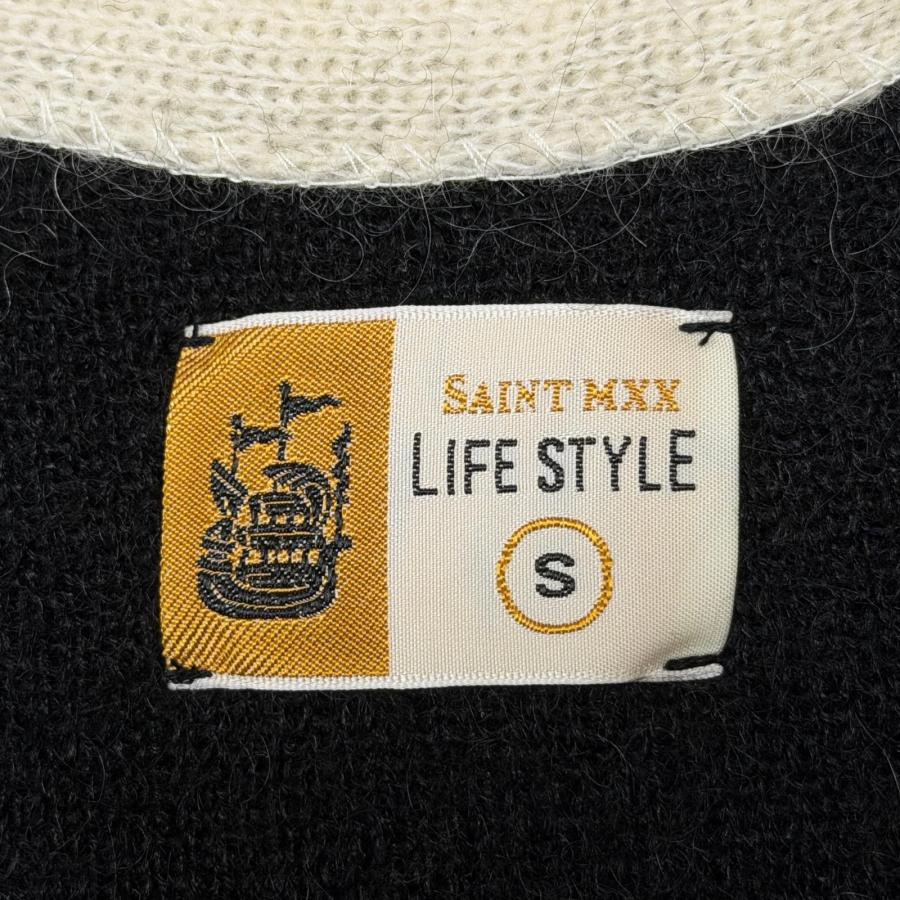 SAINT MICHAEL 25AW KNIT CARDIGAN/TRIM / BLK モヘア混 ニット