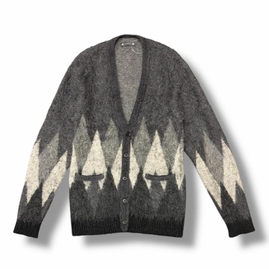 MINEDENIM Kid Mohair Argyle Washed Knit Long Cardigan モヘヤ