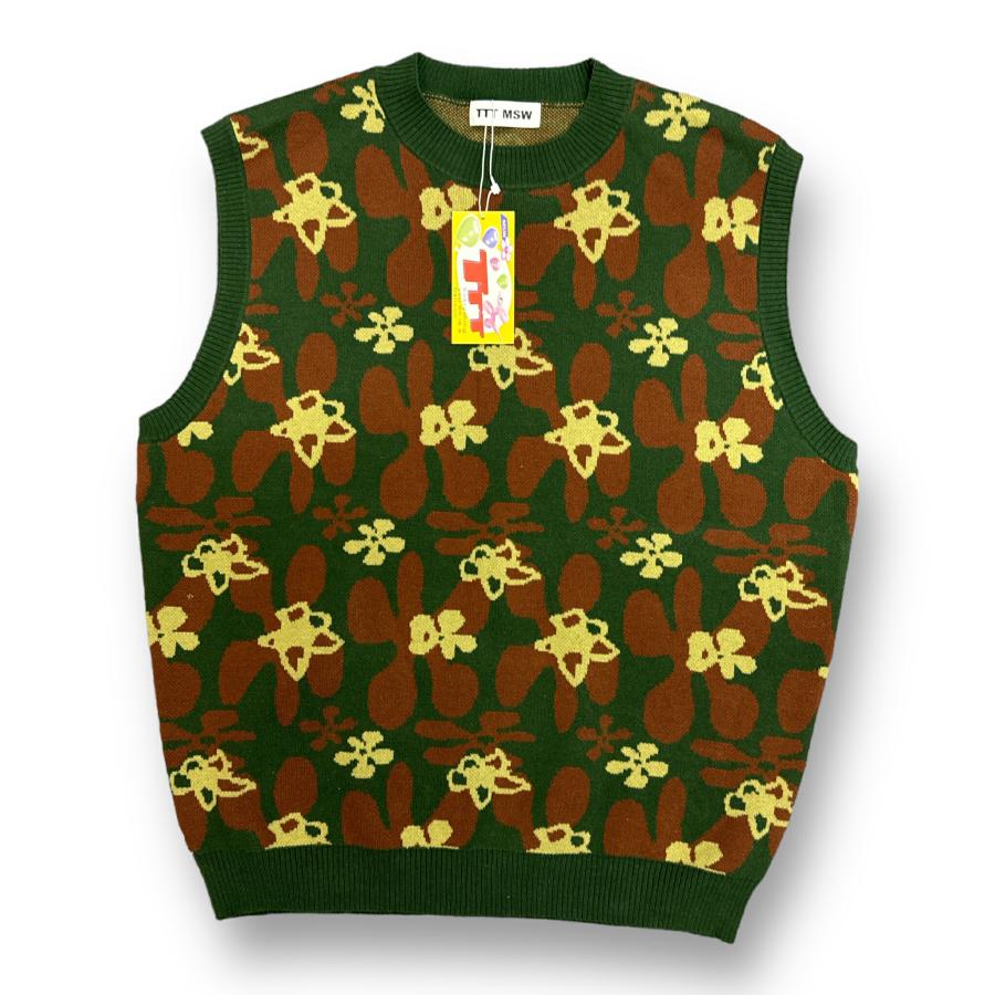 参考上代19800円 未使用 TTT_MSW 23SS Flower Camo Knit Vest フラワー