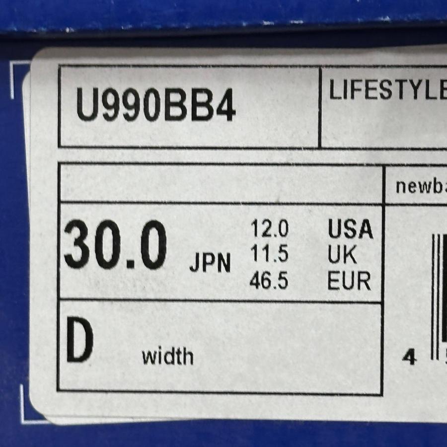 未使用品 New Balance ニューバランス 990V4 ""Arctic Grey""  ローカットスニーカー アークティックグレー U990V4 BB4 グレー 30 30cm 68210Aの画像