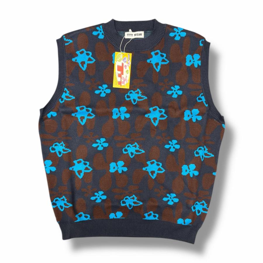 参考上代19800円 未使用 TTT_MSW 23SS Flower Camo Knit Vest ニット