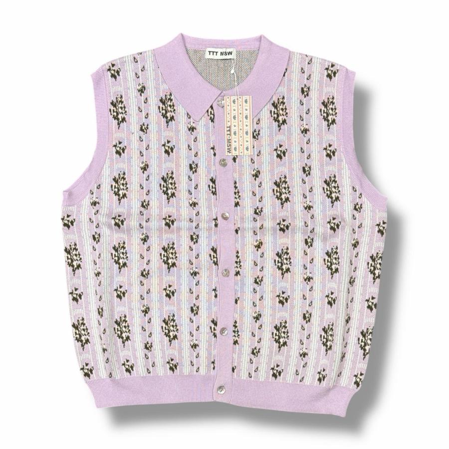 未使用 TTT_MSW 22SS Flower Jacquard knit vest ジャガードニット