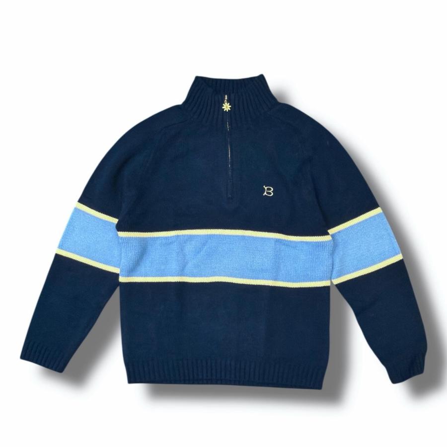 参考上代25300円 未使用 BoTT 25SS HALF-ZIP DS KNIT ハーフジップドライバースニット セーター ボット ブルー L （7127M） 参考上代25300円 未使用 BoTT 25SS HALF-ZIP DRIVERS KNIT ハーフ