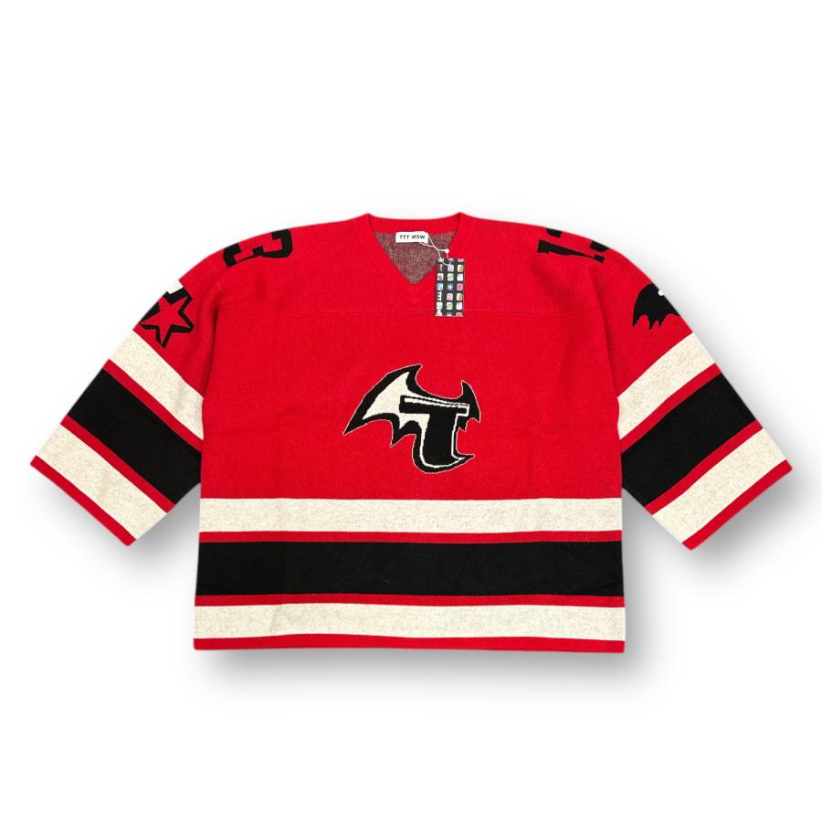 参考上代66000円 未使用 TTT_MSW 23AW Hockey knit game shirt ホッケーニットゲームシャツ セーター ティーモダンストリートウェア TTT-2023AW-KT06 レッド XL （71830A） 未使用 TTT_MSW 23AW Hockey knit game shirt ホッケーニットゲーム