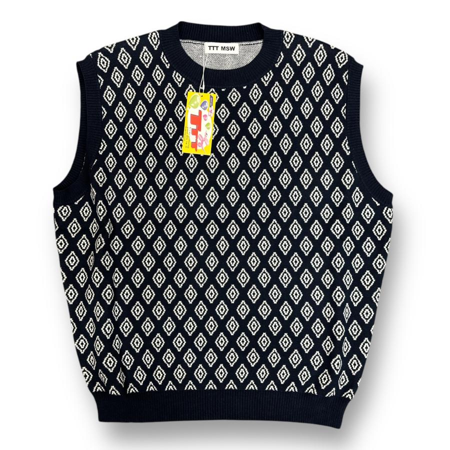 参考上代19800円 未使用 TTT_MSW 23SS Diamond knit polo vest