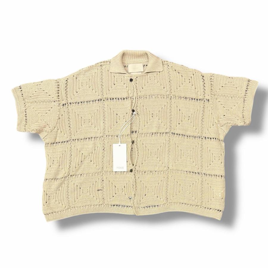 参考上代41800円 未使用 YOKE 25SS CROCHET KNIT SHIRT クロシェット