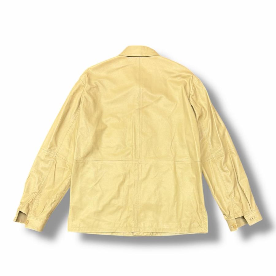 【極希少•羊革✨】Kiton レザーシャツジャケット ITALY アイボリー48 参考上代104500円 未使用 YOKE 25SS LEATHER SHIRT JACKET レザー