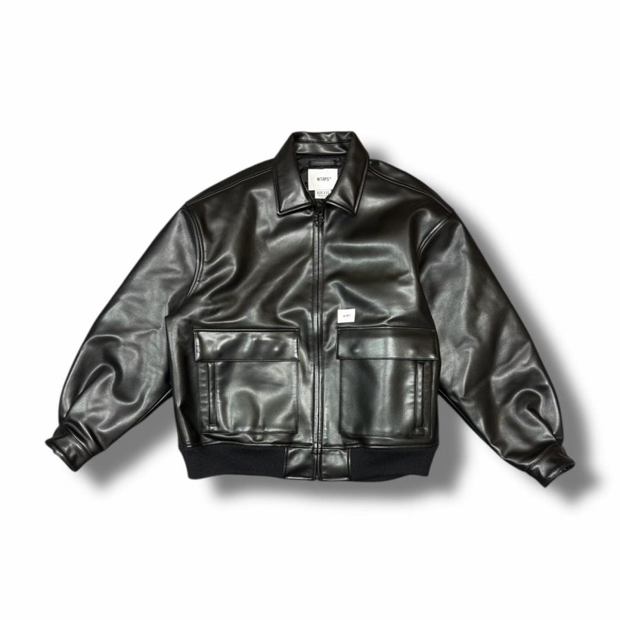 d*7様 WTAPS B-3 ラムレザー　黒Lサイズ 首元.裏地スカルプリント WTAPS 22AW SYNTHETIC JACKET シンセティックレザージャケット ダブル