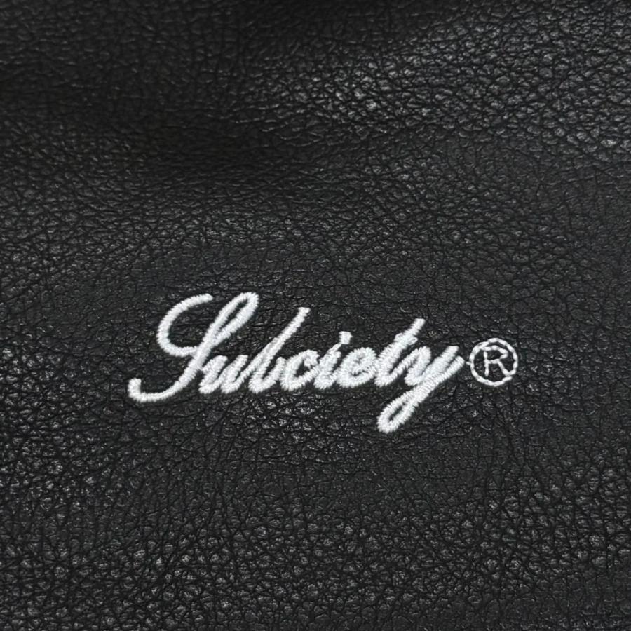 Subciety フェイクレザージャケット スタジャン ブルゾン 刺繍 黒 L Subciety（サブサエティ） FAKE LEATHER STADIUM JKT フェイクレザー