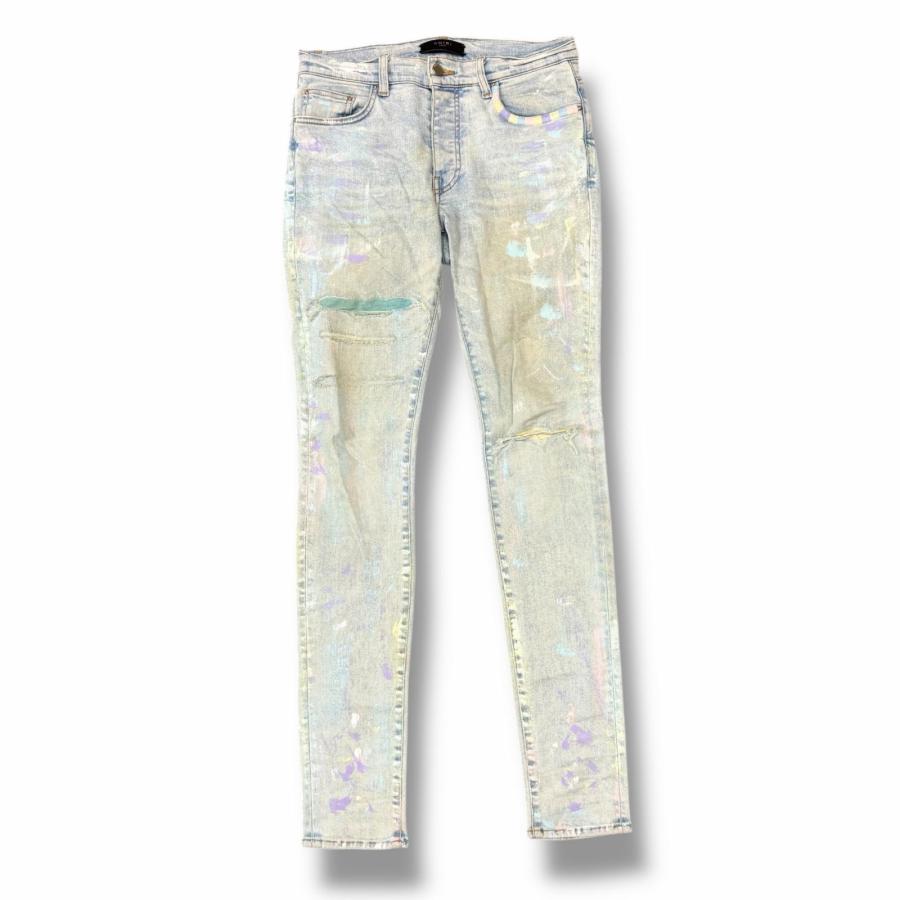AMIRI アミリ ダメージデニム スワロ付き 29 AMIRI アミリ Painted Distressed Denim Jeans ペイントダメージデニム
