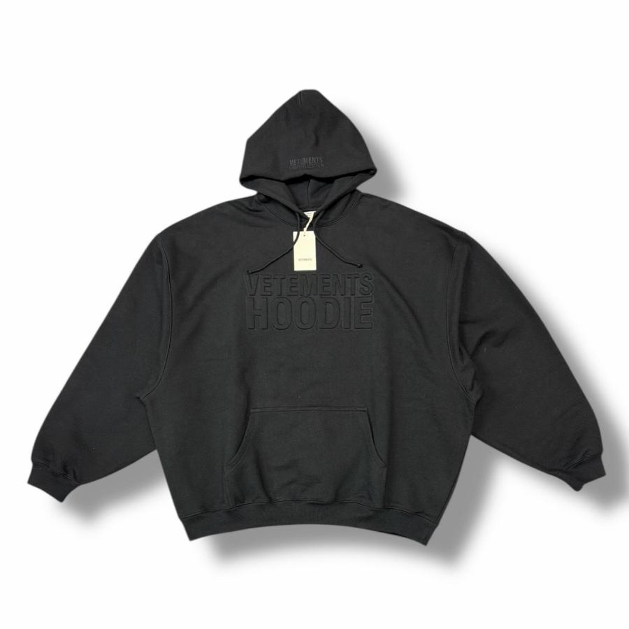 VETEMENTS テクスチャー エンボスロゴ フーディー スウェットパーカー